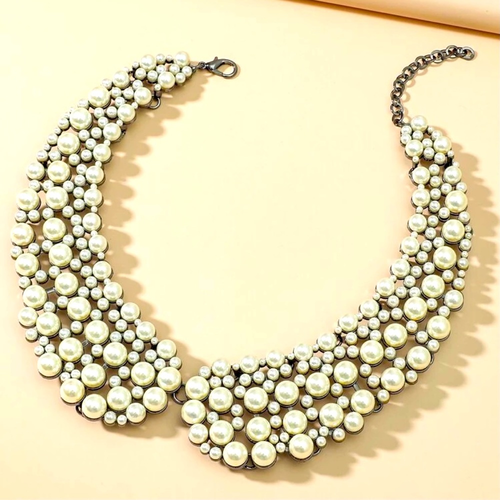 New Zara Pearl Collar Statement Necklace - Picture 5 of 7